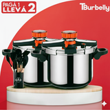 Llévate 2 y Pagá 1 - Olla a Presión MasterTurbo de Acero Inoxidable | A Prueba de Explosiones + REGALO: Kit de Utensilios
