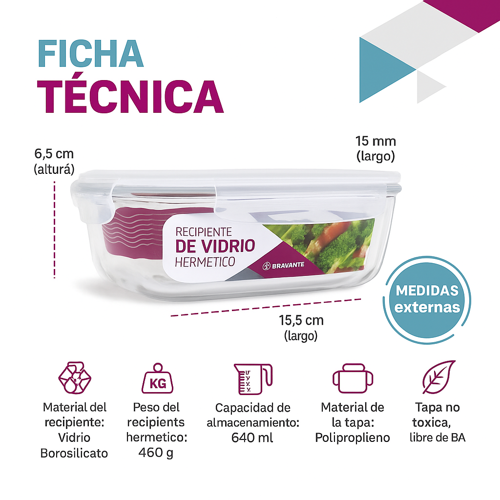 Pack 10 Recipientes de Vidrio Herméticos 640ml
